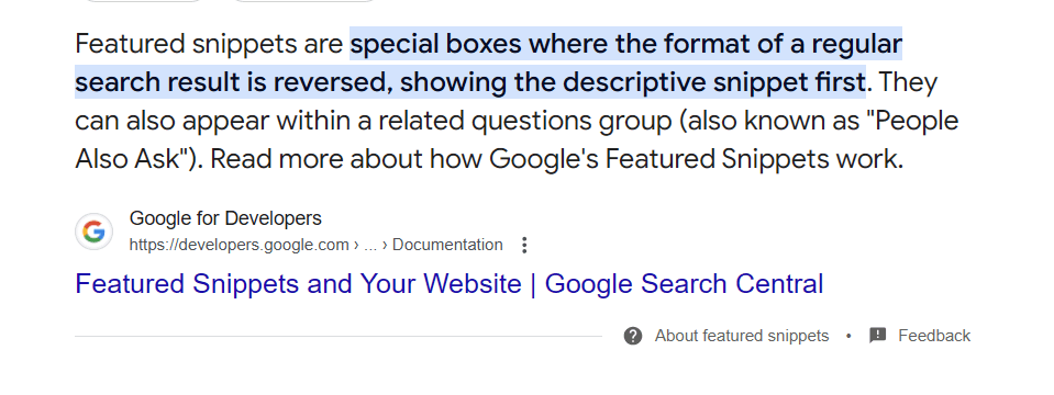 featured snippet