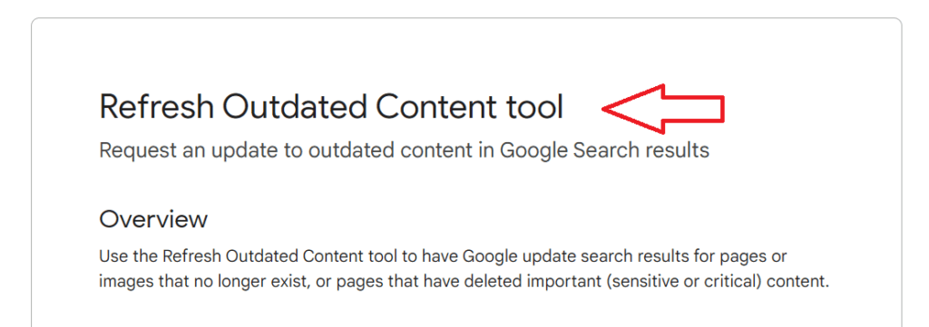 google outdated content removal tool