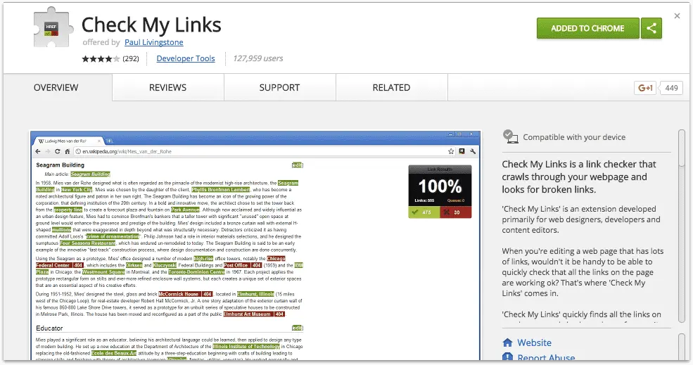 Checkmylinksmin Check my links google chrome extension