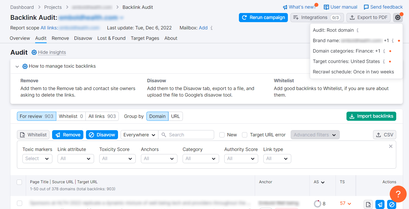 Backlinks Audit Semrush Interface Backlinks audit Semrush interface