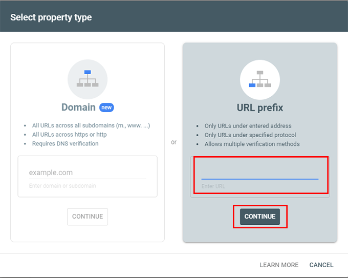 Use URL prefix method to add your website