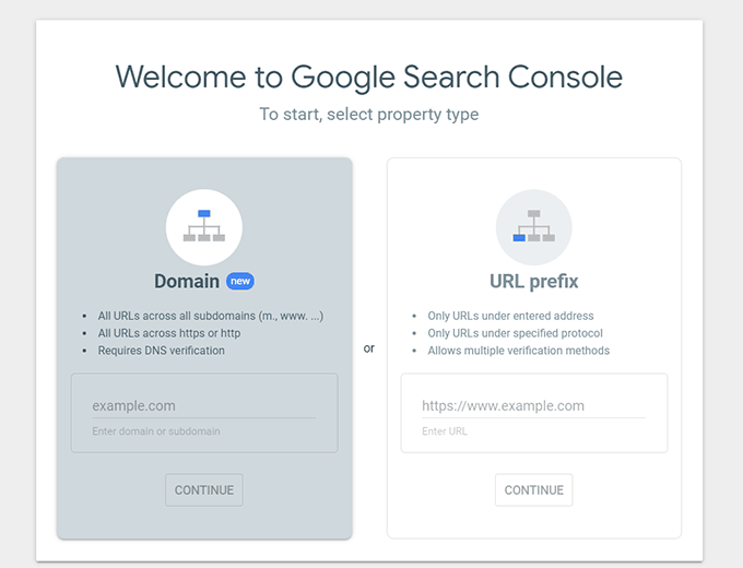 Search Console property types
