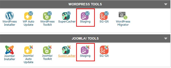 Click on Either Wordpress Staging or Joomla Staging How to Set Up and Use Siteground Staging Tool Azib Click on either WordPress Staging or Joomla Staging Click on either WordPress Staging or Joomla Staging How to Set up and Use SiteGround Staging Tool
