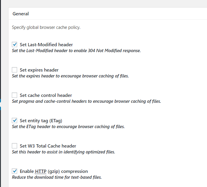 Enable browser cache advanced settings in W3 Total Cache