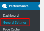 General Settings page in W3 Total Cache plugin