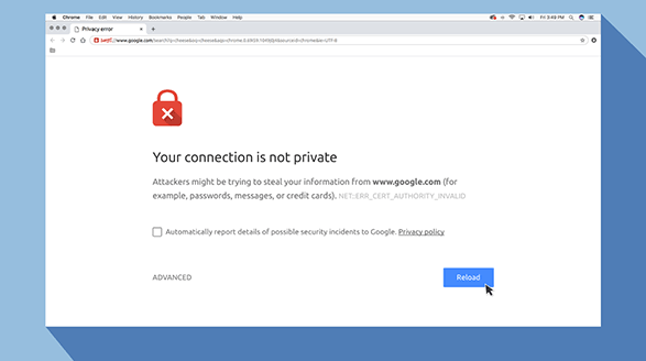 Your connection is not private Google Chrome error