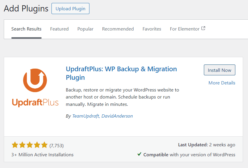 install updraftplus image